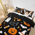 thumbnail image 3 of Homewish Happy Halloween Twin Duvet Cover for Kids, Black Orange Cat Ghost Candy Twin Bedding, Black Reversible, 2-Piece, 1 Duvet Cover and 1 Pillowcase, 3 of 6