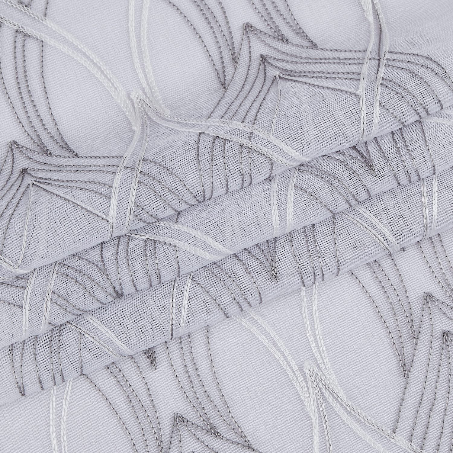 New Wave Linen Look Wave Design Striped 76" x 96" Window Panel Pair in Silver and White