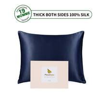 PiccoCasa 1 Pc 19 Momme Silk Pillowcase for Hair and Skin, Standard Navy