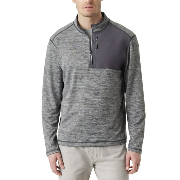 BASS OUTDOOR Mens Regular fit Long Sleeve Quarter zip Sweatshirt Small Grey