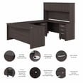 thumbnail image 3 of Studio C 72W U Desk with Hutch and File Cabinets in Storm Gray - Engineered Wood, 3 of 7