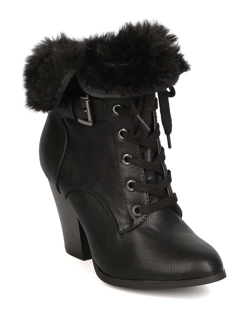 Collectif Lulu Hun Tatiana Black Faux Fur Ankle Boots 