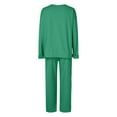 thumbnail image 5 of felwors Womens 2 Piece Outfits Fall Loose Long Sleeve Crewneck Tops and Wide Leg Long Pants Sweatsuit Lounge Sets with Pockets Green, XXL, 5 of 5