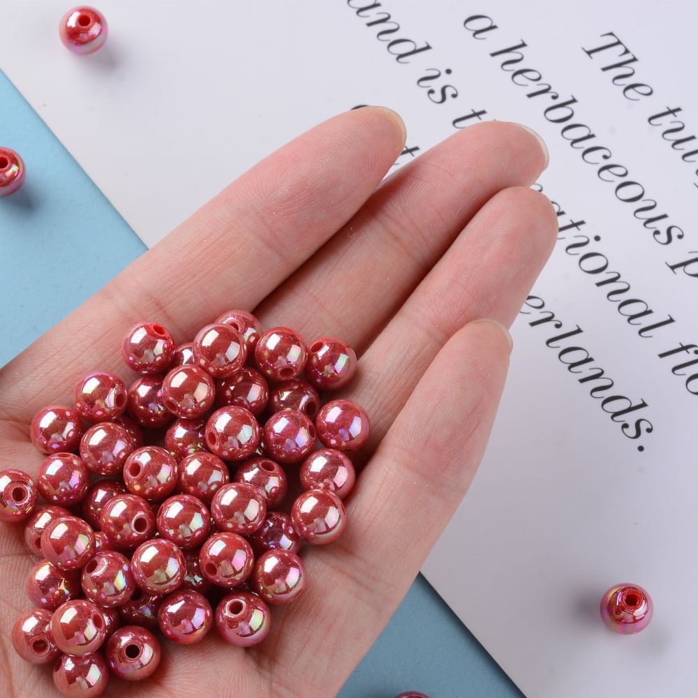 Opaque Acrylic Beads AB color Plated Round FireBrick 8x7mm Hole: 2mm 1745pcs/500g