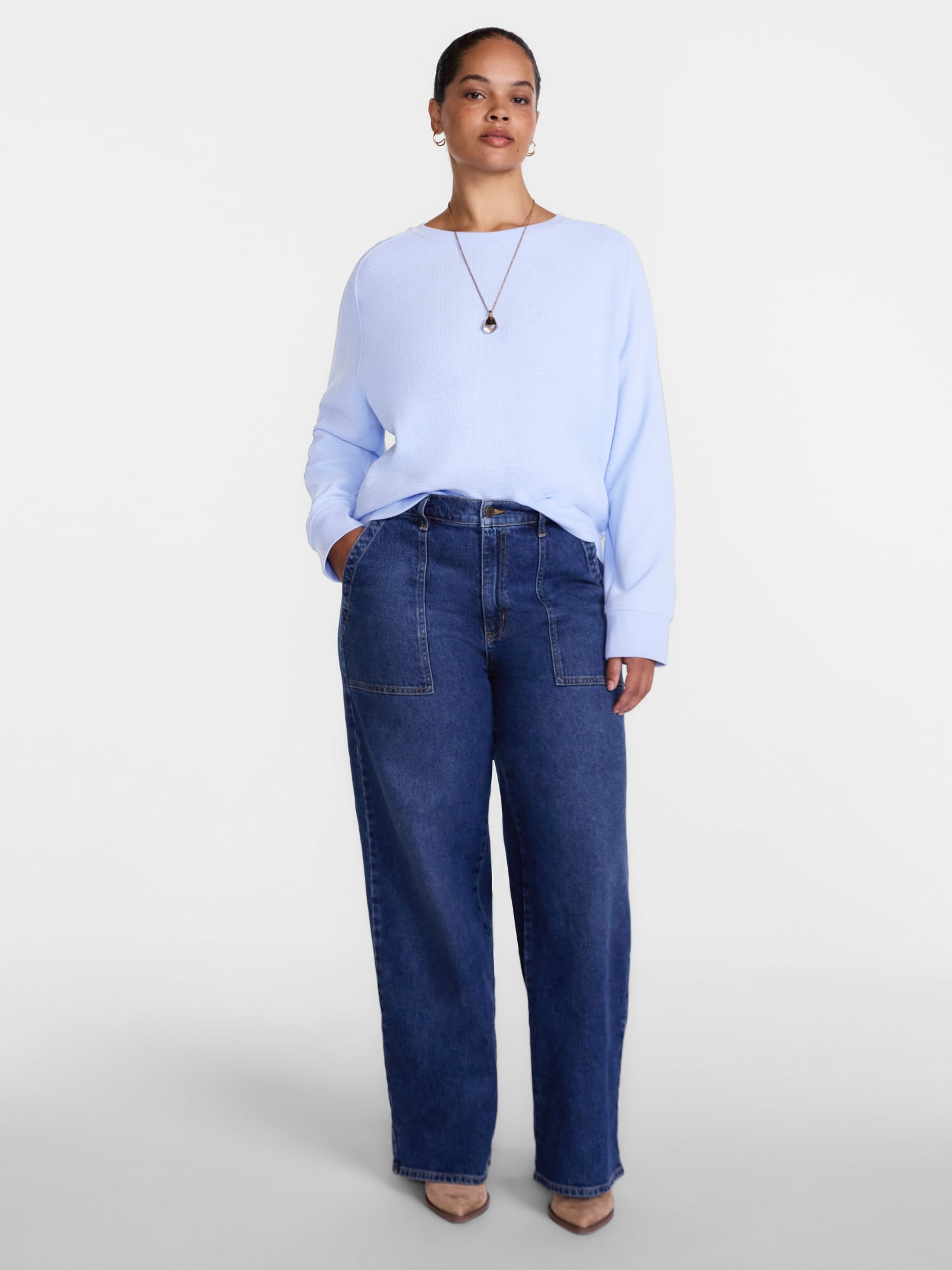 Scenario Women's High Rise Utility Jeans, 31" Regular and 29" Short Inseam, Sizes 0-20