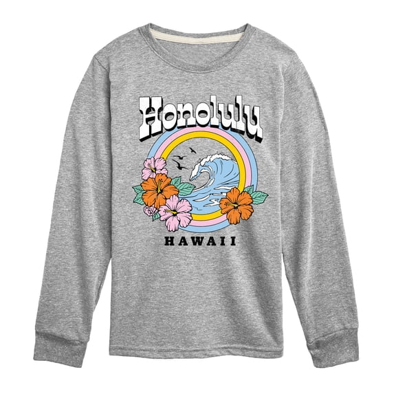 Instant Message - Honolulu Hawaii - Youth Boys Long Sleeve Graphic T-Shirt