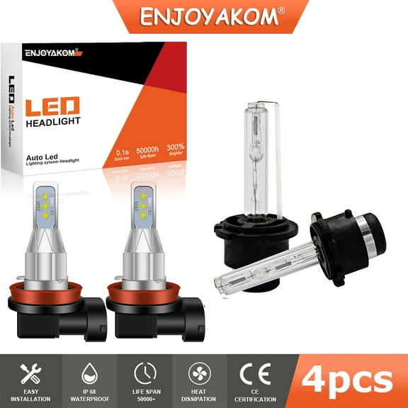 4pcs For INFINITI QX60 2014-2017 D2S H11 HID Headlight High/Low Beam LED Fog Light Bulbs Kit