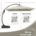 thumbnail image 3 of Grand Patio 10x10 ft Deluxe Patio Umbrella with Weighted Base Square Outdoor Cantilever Offset Umbrella w/ Curved Aluminum Pole, Light Gray, 3 of 9