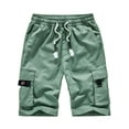 thumbnail image 1 of Daeful Mens Summer Short Pants Drawstring Beach Shorts Workout Pockets Leisure Bottoms Grass Green M, 1 of 2