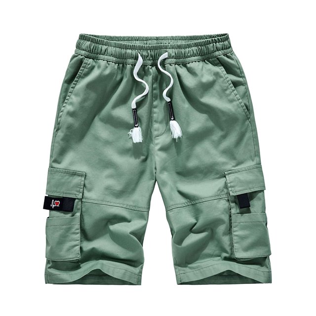 Daeful Mens Summer Short Pants Drawstring Beach Shorts Workout Pockets Leisure Bottoms Grass Green M