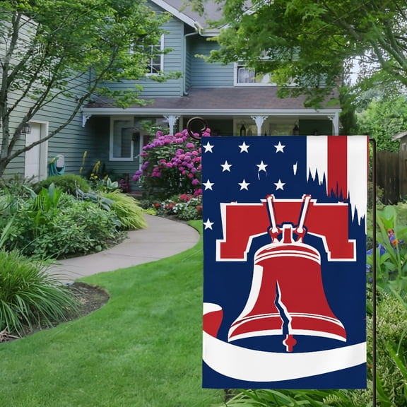 RKSupls Spring Summer Garden Flag Double Sided, Liberty Bell Flag Banner Linen Welcome Yard House Outside Outdoor Decoration,12*18 inch