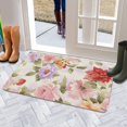 thumbnail image 5 of Pink Flowers Linen No Slip Floor Mat, Entryway Doormat Durable Low-Profile Mat Home Decor, Rug Washable Kitchen Bathroom Laundry Bedroom Living Room Door Mats 30x17in, 5 of 6