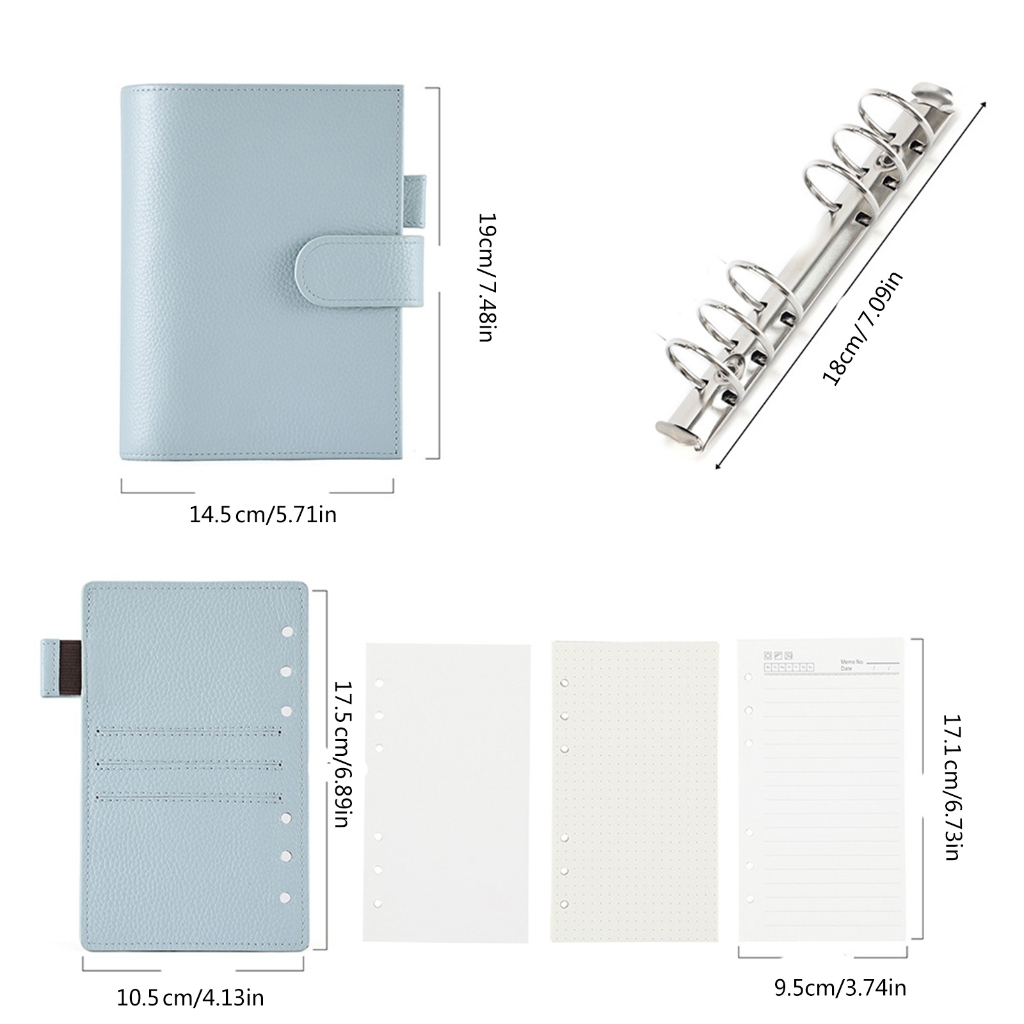Jesscasday PU Leather Binder Journal Refillable Notebook with Pen Slot Card Holder Receipt Pocket Zippered Cash Bag for Women Men