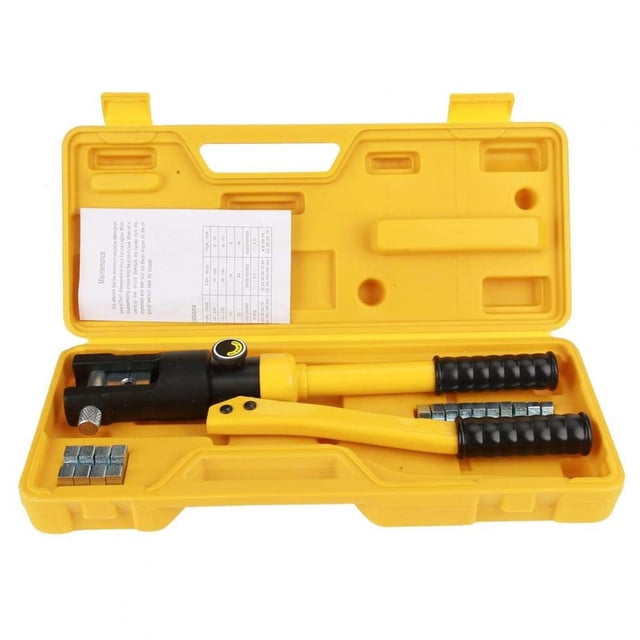 10T Hydraulic Wire Cable Battery Lug Crimper Terminal Crimping Tool with 7 Dies