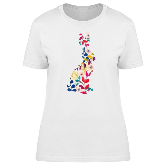Colorful Spring Floral Bunny T-Shirt Women -Image by Shutterstock, Female XX-Large