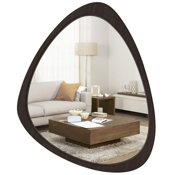 WallBeyond Asymmetrical Mirror, Irregular Wall Mirror, Wall Mirrors Decorative for Bedroom Living Room Entryway Hall, Wood Mirror for mid Century Modern Decor 25" H x 20" W, Blac