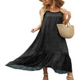 thumbnail image 3 of Women Summer Sleeveless Dress Floral Patterns Ruffled Neckline High-low Hem Cute Dress, 3 of 5
