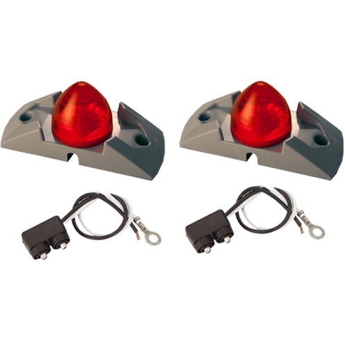 2x 2" Red Beehive Boat Trailer Marker Lights Surface Mount Kits