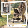 thumbnail image 2 of Poussette pour Chat, Poussette pour Chien Pliable à 3 Roues avec Panier de Rangement, Frein, Auvent Ajustable, Porte-Gobelets, Poussette pour Animaux de Compagnie pour Chiens Miniatures et Petits, Café, 2 of 7