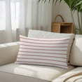 thumbnail image 3 of Red Striped Throw Pillow Cover, Pillowcase Protectors with Zipper, Breathable Decorative Lumbar Pillow Case Cover, Rustic Red Stripe Modern Art Beige Pillow Shams for Couch Sofa 12x20Inch, 3 of 8