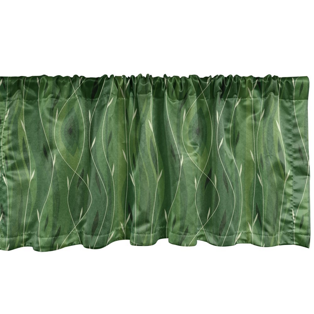 Ambesonne Green Window Valance, Retro Spring Freshness Themed Abstract