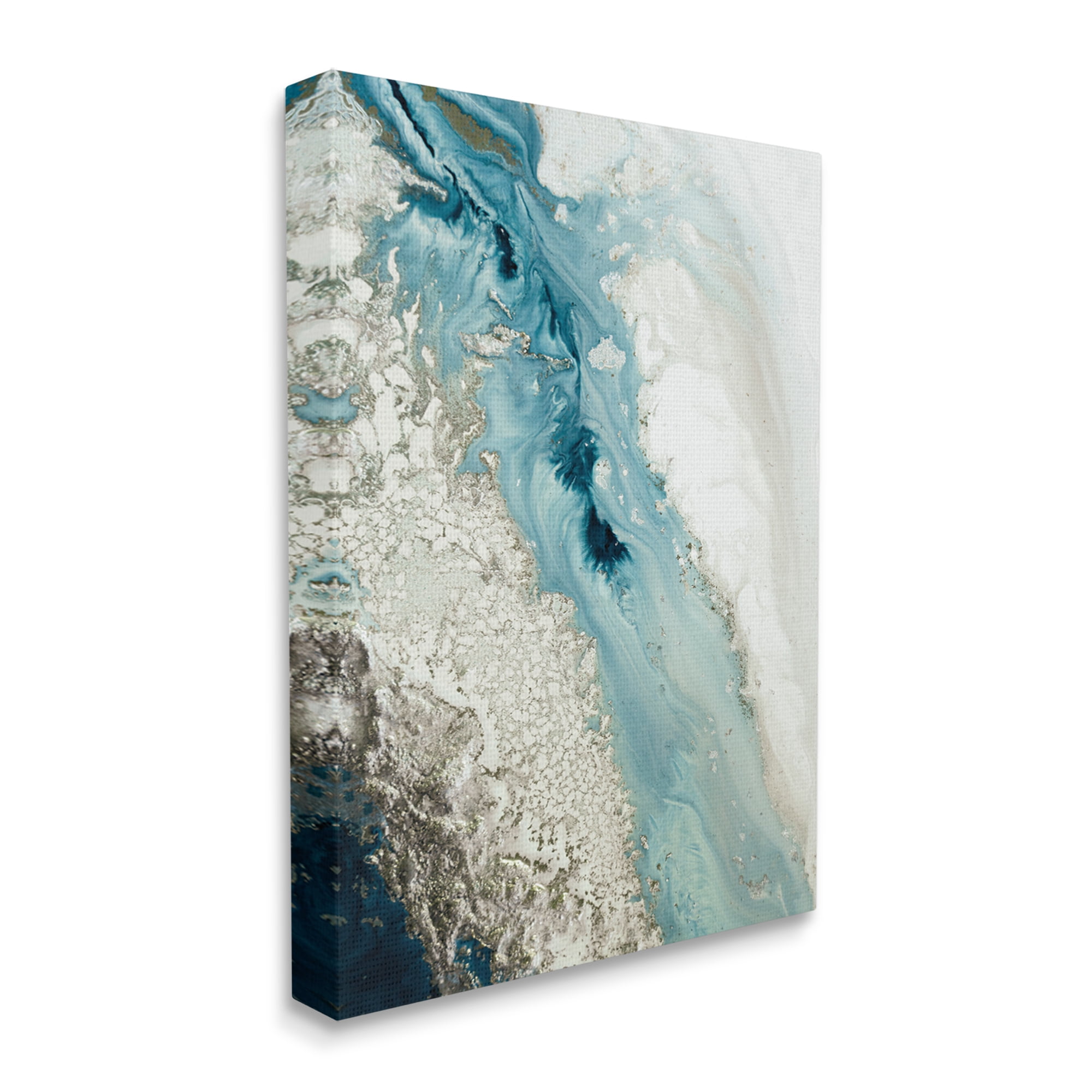 Stupell Industries Glam Blue Geode Abstract Painting Gallery Wrapped Canvas Art Print Wall Art, 36 x 48