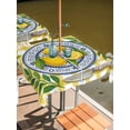 thumbnail image 2 of Outdoor Tablecloth with Umbrella Hole for Patio/Picnic/Party/Camping, Lemon Floral Summer Waterproof Table Cloth Square Cover Washable, Yellow Plaid Leaves Flower (60"x 60"), 2 of 8