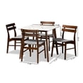 thumbnail image 7 of Baxton Studio Richmond Mid-Century Modern Grey Upholstered and Walnut Brown Finished Wood 5-Piece Dining Set with Faux, 7 of 7