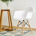 thumbnail image 3 of Costway Set of 2 Mid Century Modern Molded Dining Arm Side Chair Wood Legs White New, 3 of 11