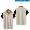 thumbnail image 4 of DeHolifer Men Shirt Short Sleeve Lapel Button Color Block Casual Shirt Loose Casual Fashion Blouse Tops Khaki L, 4 of 7