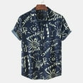 thumbnail image 2 of Hinvhai Plus Size Top Clearance Men's Hawaiian Short Sleeve Beach Shirt Printed Summer Button Down Shirts Blue 6(L), 2 of 9