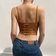thumbnail image 3 of MRULIC tank top for women Women Solid Sleeveless Overlap Cross Sling Crop Tank Top Vest Womens tank tops Brown + M, 3 of 9