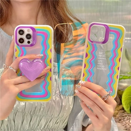 Meeyreg Cute Phone Cases Love Heart Cute Aesthetic Phone Case Slim Soft Protective Phone Case With Heart Grip Holder Compatible With Iphones For Iphone 7 Plus 8 Plus Walmart Canada