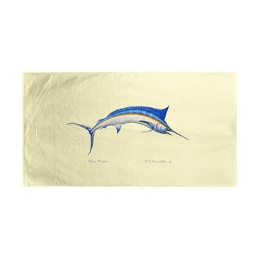Betsy Drake BT015Y Blue Marlin on Yellow Beach Towel