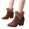 thumbnail image 4 of Women's Booties, Pointed Toe Suede Ankle Boots with Chunky Heel and Rhinestone Detail for Fall Winter Fashion, 4 of 9