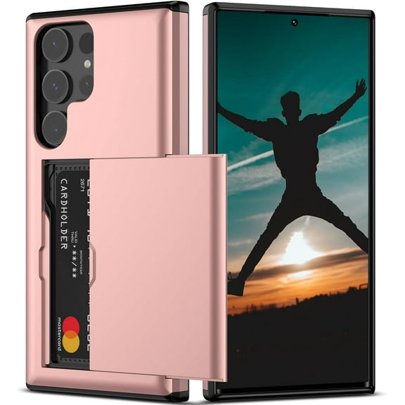 for Samsung Galaxy S25Ultra S25Plus S25 S24 Ultra Case , Dual Layer Protective Shockproof Pocket Credit Card License Rugged Sturdy Shell Slide Wallet Phone Case