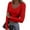 Red, variant on Womens Ribbed Knit Long Sleeve V Neck T-Shirts Slim Fitted Casual Knitted Tops Pullover Jumper Tee