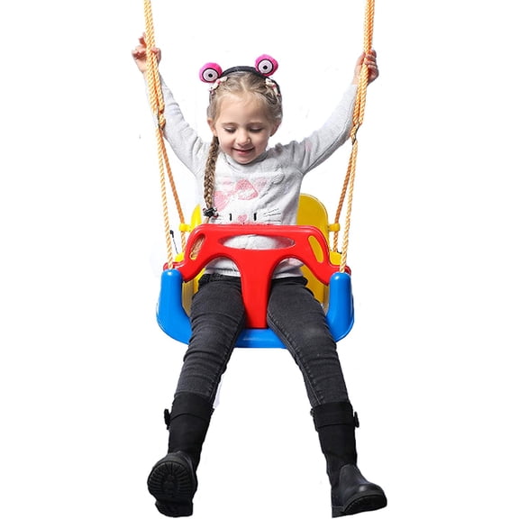 AIPINQI 3-in-1 Kids Swing Seat,Secure Swing Seat with High Back and T-Bar Detachable Swing Seat for Playground Outdoor,Loaded up to 120kg for 3-10 Years Kids,Blue