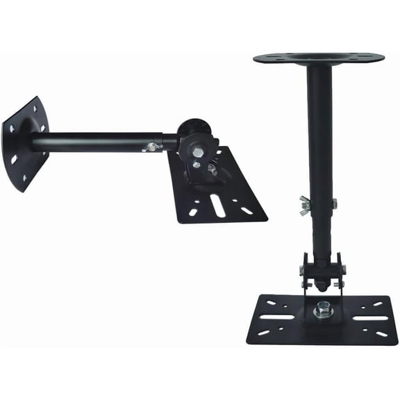 Speaker Wall Ceiling Mount Bracket w/Adjustable Swivel Tilt, Hold up to 66lbs, Retractable Telescopic Arm for Home Surround Sound System Bookshelf Satellite Speakers (2 Packs Black)