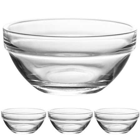 4 Pcs Clear Glass Bowls Stackable Mini Food Prep Dessert Cups for Mixing Preparing