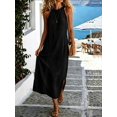 thumbnail image 4 of Women Sleeveless Black Halter Neck Maxi Dress Side Split Casual Summer, 4 of 5