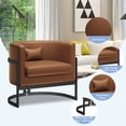 thumbnail image 3 of Apeaka Modern Velvet Solid Print Barrel Accent Chair, Brown, 3 of 5