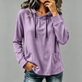 thumbnail image 2 of Cmfcve Plus Size Hoodies for Women Long Sleeve Pullover Tops Loose Fit Casual Sweatshirts Fall Solid Hooded Shirts, 2 of 5