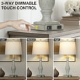 thumbnail image 7 of Cinkeda Table Lamp Set of 2 with 2 USB Charging Ports,3 Way Dimmable Rustic White Bedside Nightstand Lamps for Bedroom Living Room, 7 of 7