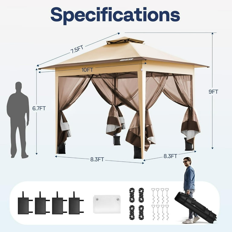 Popopoページ SPECSTAR Pop Up Gazebo 10x10ft Outdoor Canopy Tent with