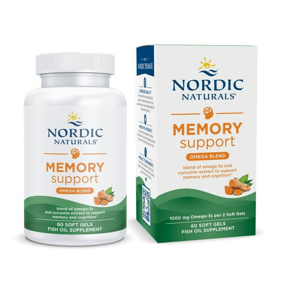 Nordic Naturals Memory Support with Curcumin Softgels, Lemon, Non-GMO, 60 Ct