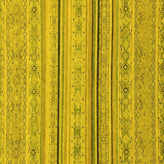 Ahgly Company Indoor Square Abstract Yellow Modern Area Rugs, 6' Square