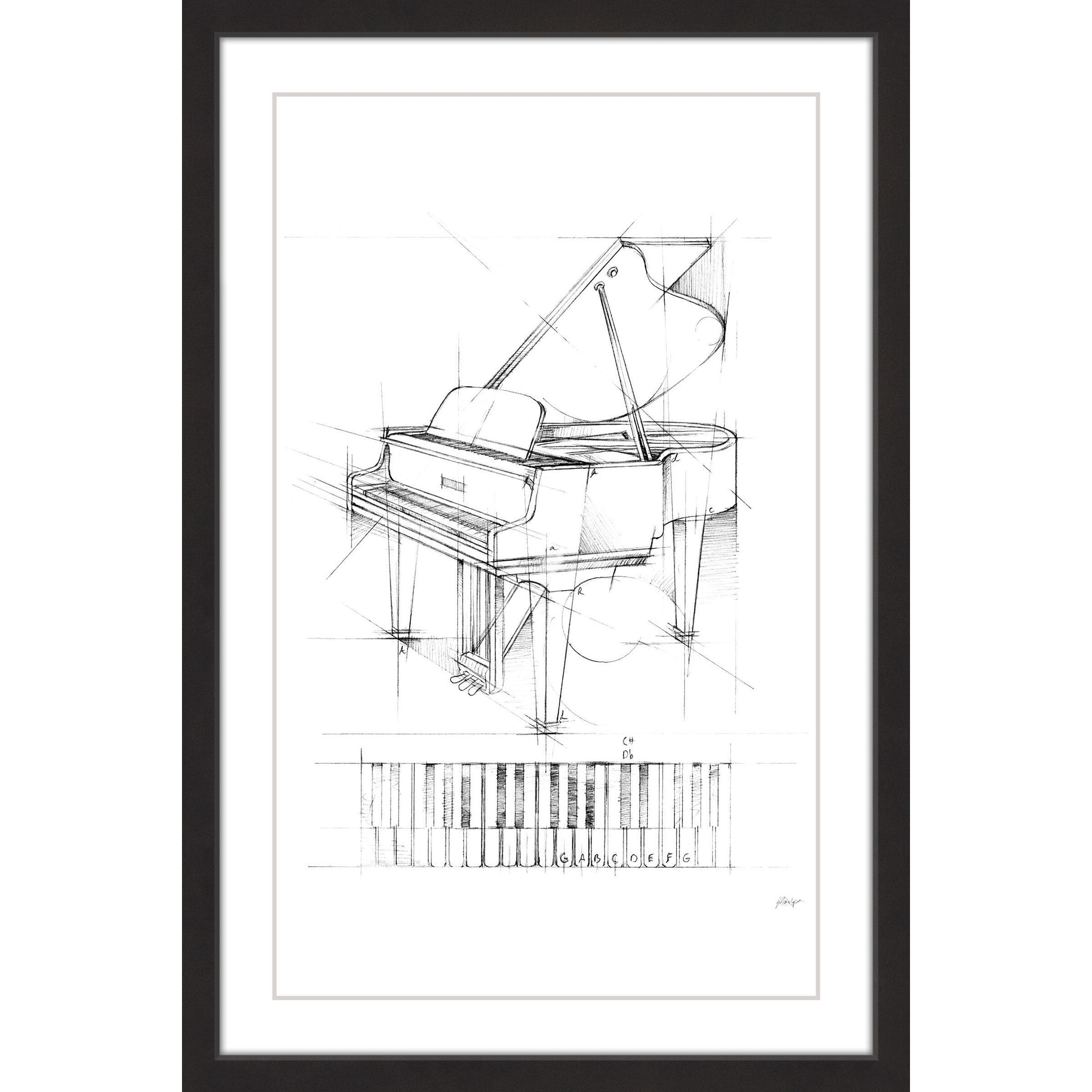 MARMONT HILL  - 'Piano Sketch I' Framed Painting Print 30 x 45