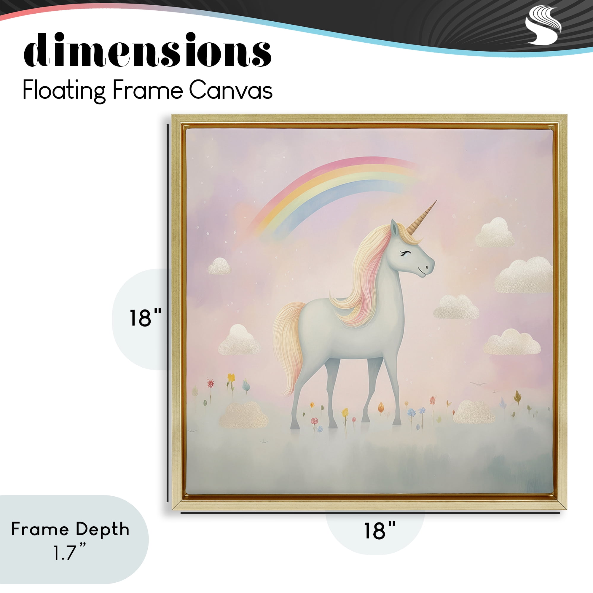 Stupell Industries Mystical Unicorn Dreams in Pastel Gold Framed Floater Canvas Wall Art, design by Lazar Studio