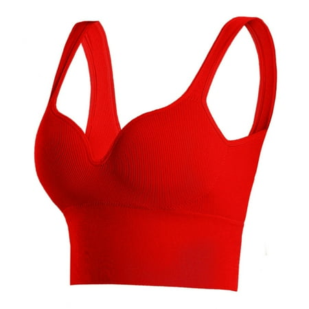 GENGING Ladies Tops Clearance Women s Sports Solid Color Underwear Yoga Fitness Fashion Gathered Sexy Lingerie Long Bra